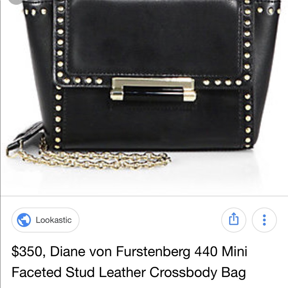 DVF Black Studded Leather Crossbody Bag